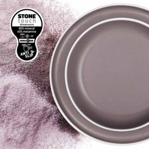 Piatto fondo Dolomit Rose vuoto, evidenzia il design pratico per la vita all'aperto