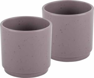 Dettaglio tazzine Set 2 Espresso Dolomit rose su tavolo da campeggio