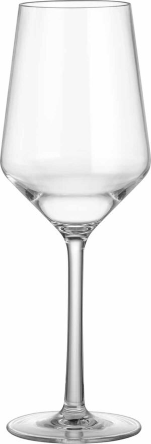 Coppia di Bicchieri White Wineglass Trit su tavolo da campeggio, pronti per l'uso.