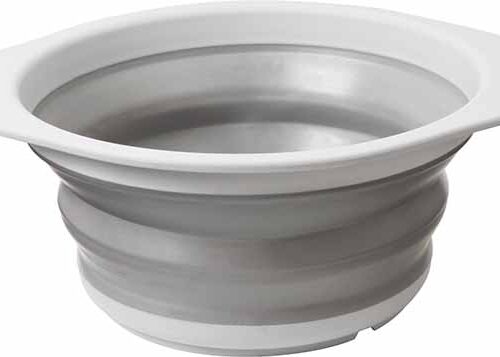 Scolapasta Fold-Away Colander in silicone espanso, pronto all'uso in cucina mobile